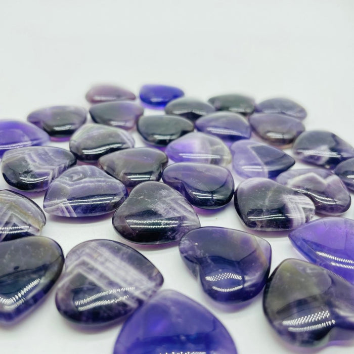 Transparent High Quality Chevron Amethyst Heart 0.78in(2cm) Wholesale