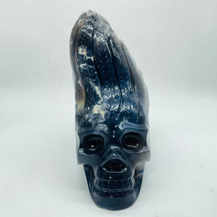 Unique Amethyst Agate Druzy Skull Carving