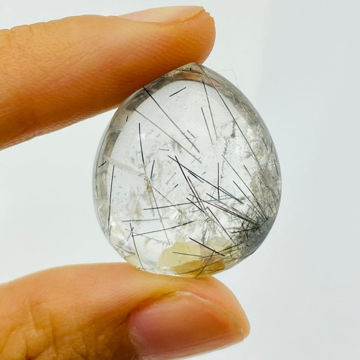 Unique Black Rutile Quartz In Quartz Teardrop Shape DIY Pendant
