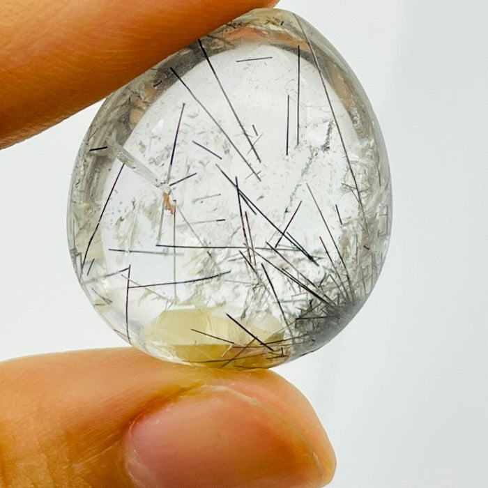 Unique Black Rutile Quartz In Quartz Teardrop Shape DIY Pendant
