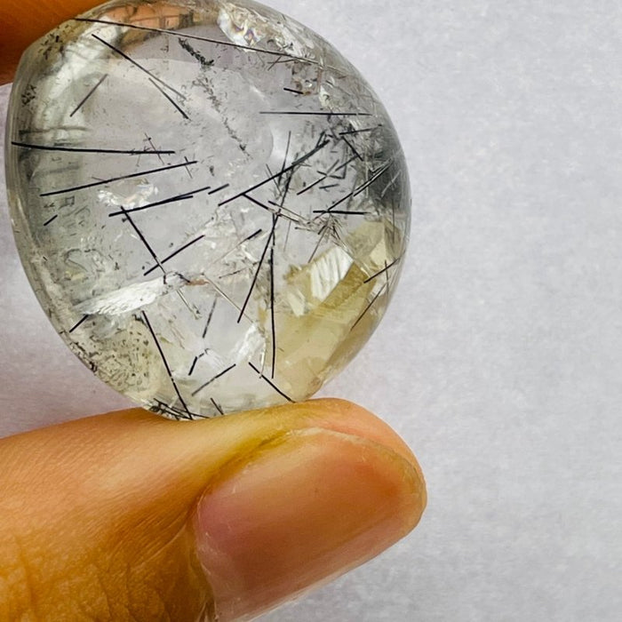 Unique Black Rutile Quartz In Quartz Teardrop Shape DIY Pendant