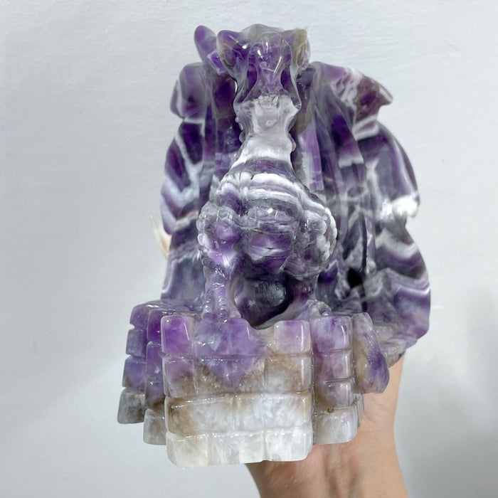 Unique Chevron Amethyst Dragon Castle Carving