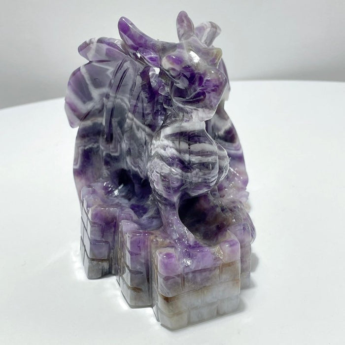 Unique Chevron Amethyst Dragon Castle Carving