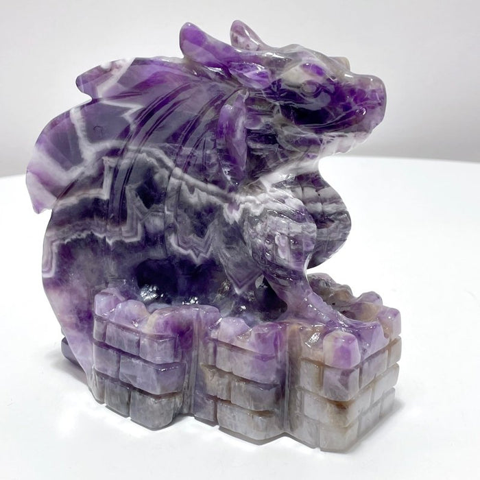Unique Chevron Amethyst Dragon Castle Carving
