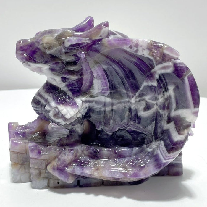 Unique Chevron Amethyst Dragon Castle Carving
