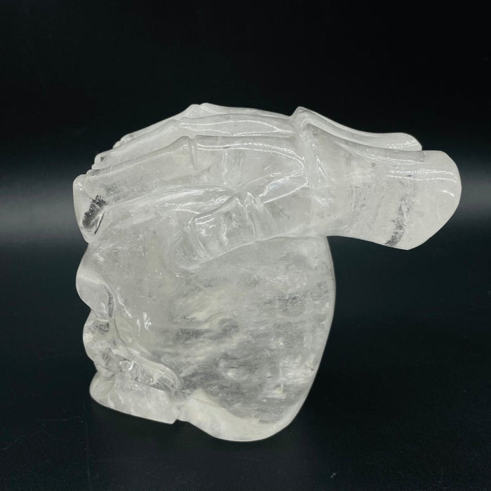 Unique Clear Quartz Skull With Hand Carving