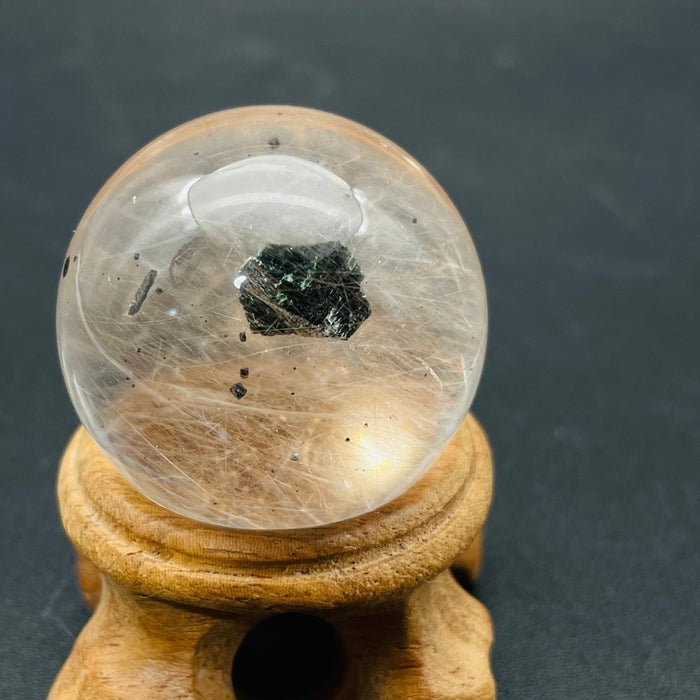 Unique Clear Quartz With Mica And Rutile Sphere