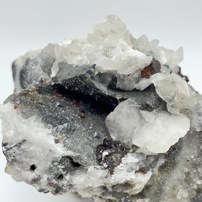 Unique Garnet Mixed White Calcite Specimen