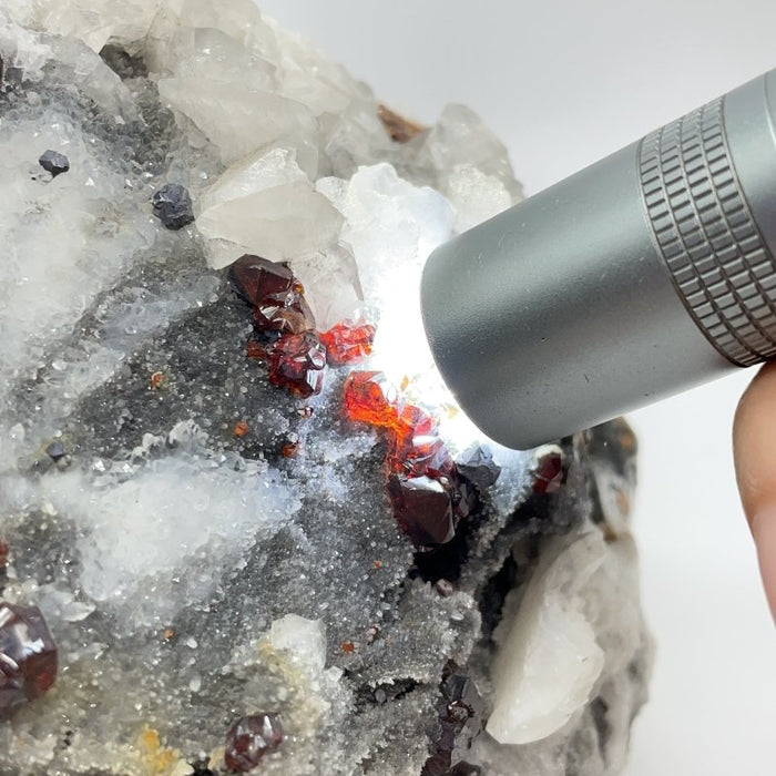 Unique Garnet Mixed White Calcite Specimen