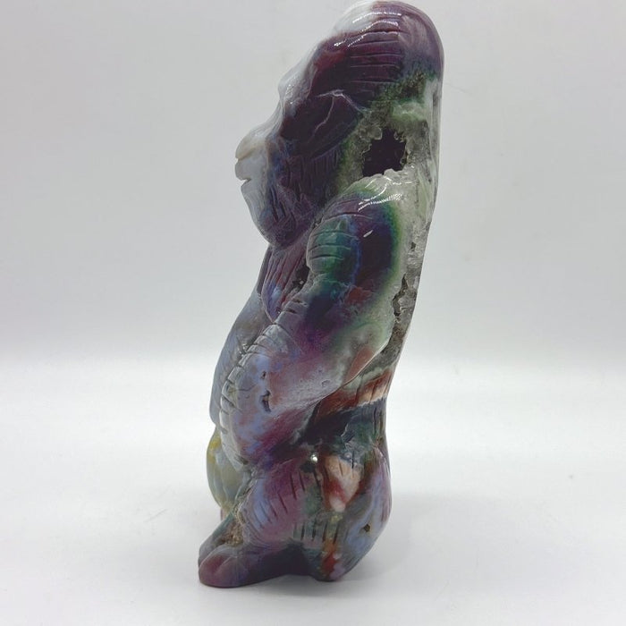 Unique Geode Ocean Jasper Chimpanzees Carving