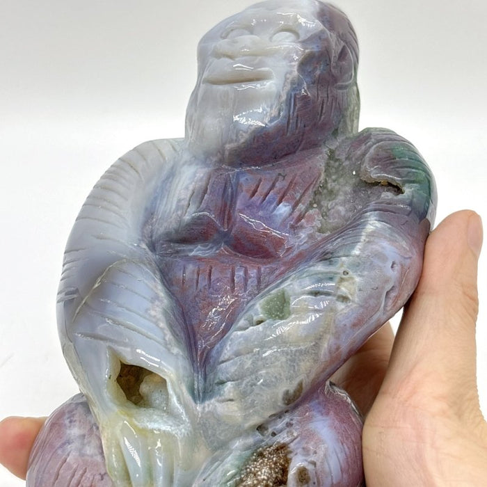 Unique Geode Ocean Jasper Chimpanzees Carving