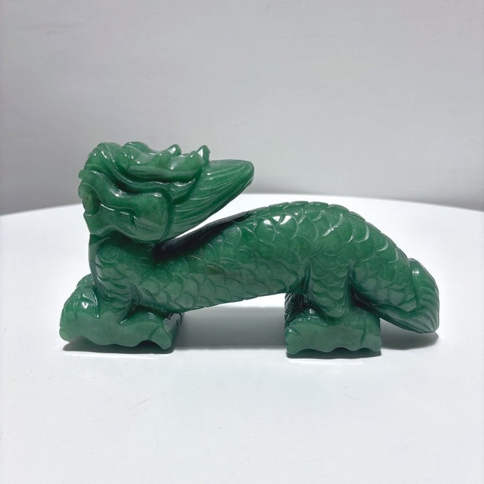 Unique Green Aventurine Chinese Dragon Carving