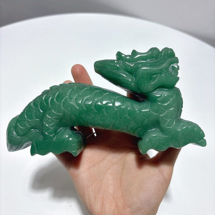Unique Green Aventurine Chinese Dragon Carving