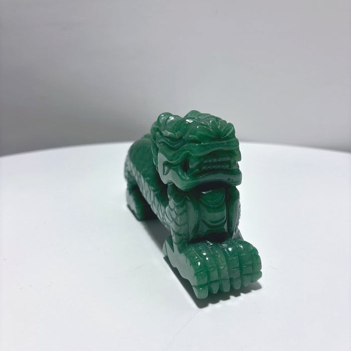 Unique Green Aventurine Chinese Dragon Carving