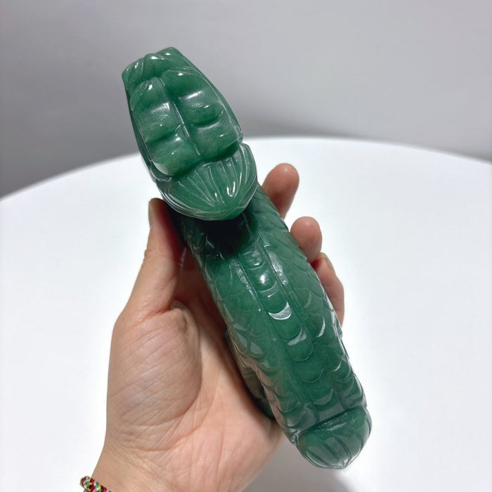 Unique Green Aventurine Chinese Dragon Carving