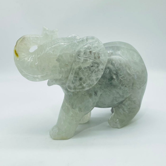 Unique Large Geode Agate Druzy Elephant Carving