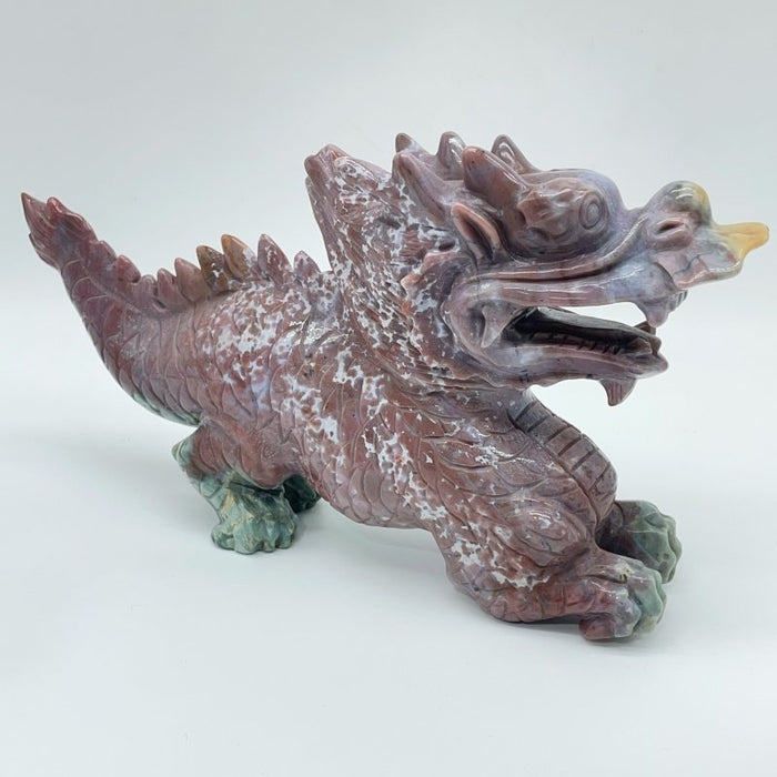 Unique Ocean Jasper China Dragon Carving