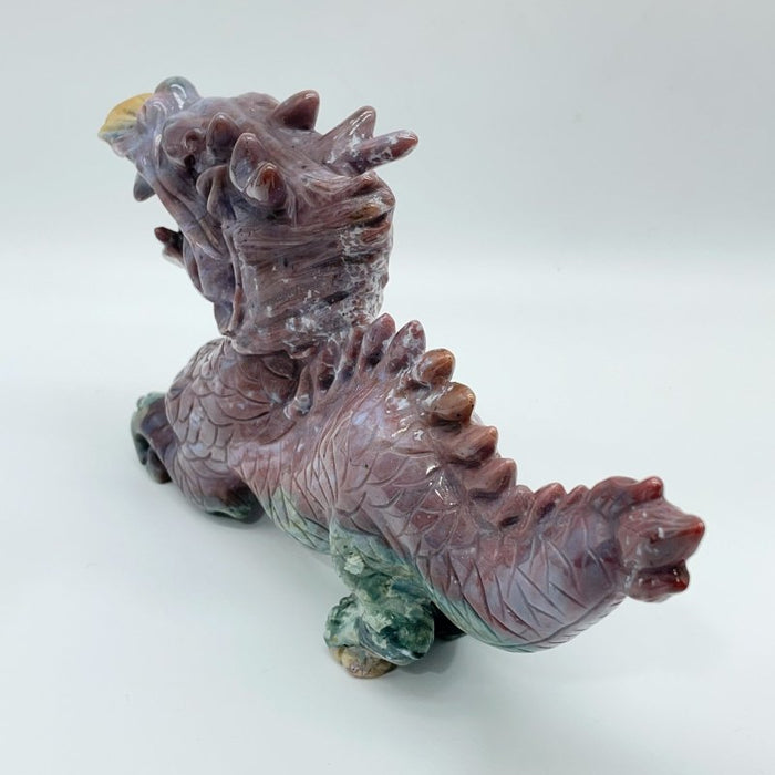 Unique Ocean Jasper China Dragon Carving