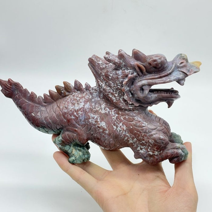 Unique Ocean Jasper China Dragon Carving