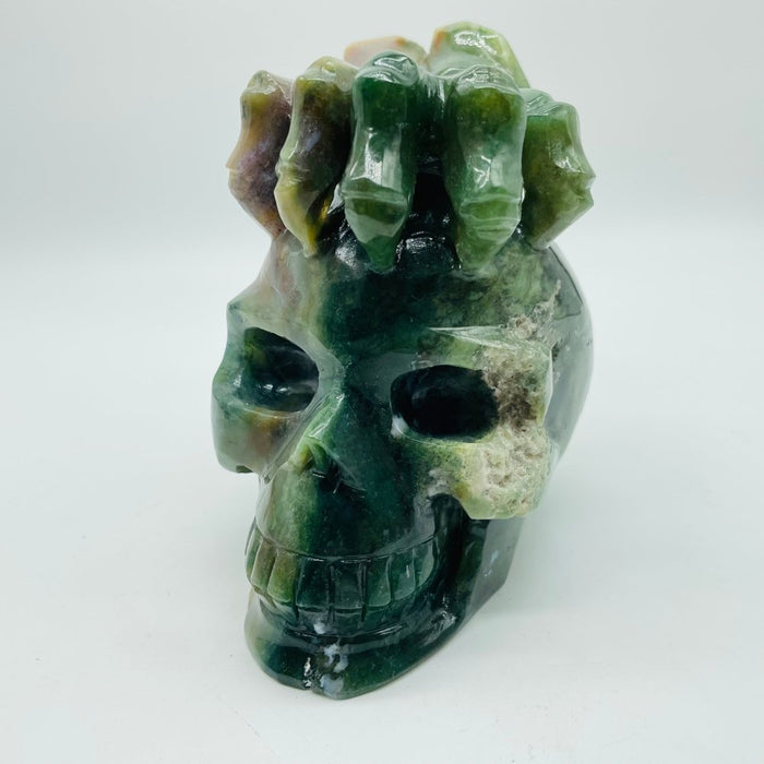 Unique Ocean Jasper Skull With Hand Carving