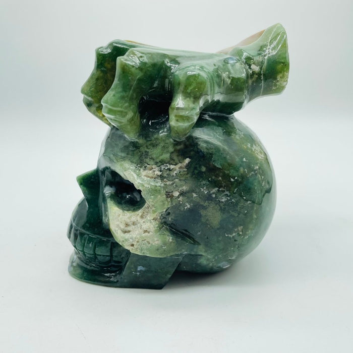 Unique Ocean Jasper Skull With Hand Carving