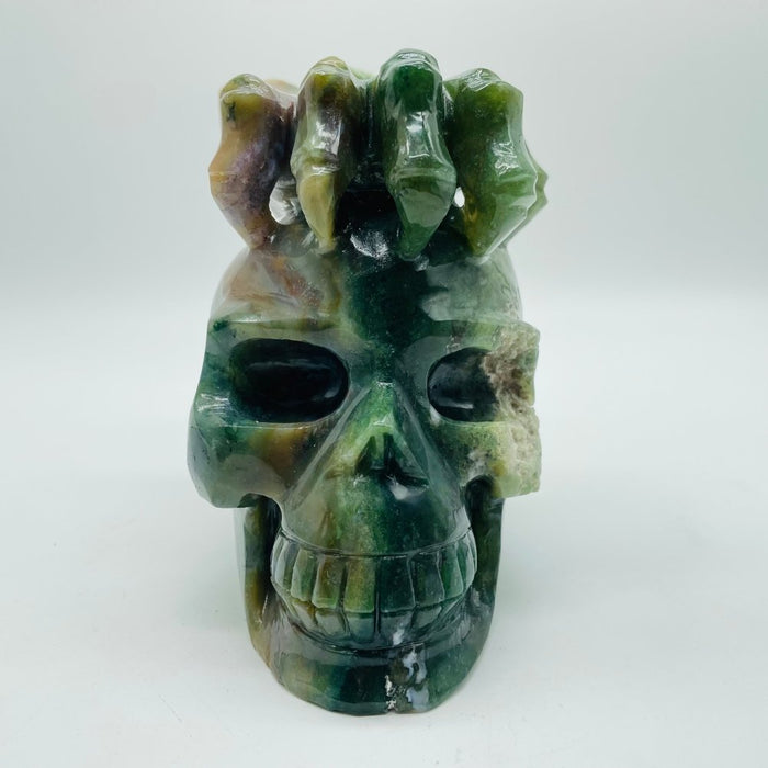 Unique Ocean Jasper Skull With Hand Carving