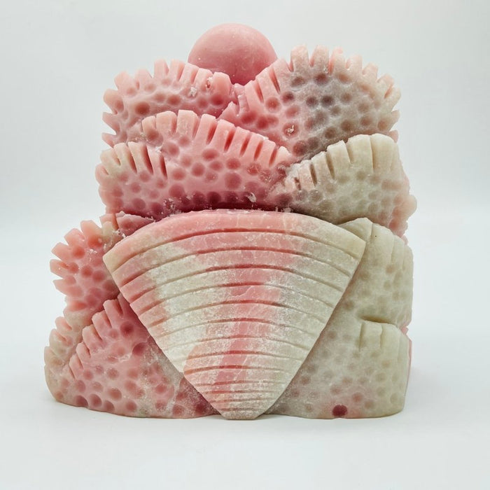 Unique Pink Opal Underwater World Octopus Sea Turtle With Dolphin Carving