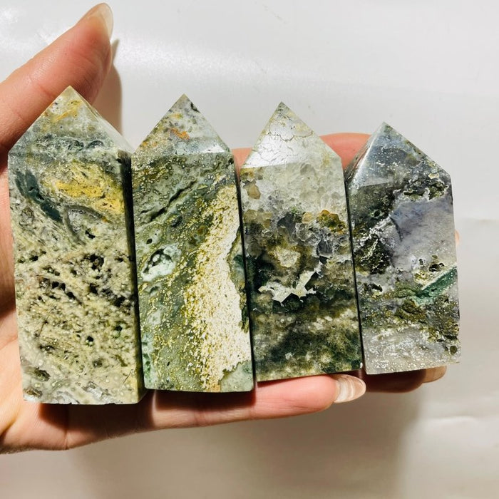 Vein Green Ocean Jasper Four-Sided Tower Points Wholesale