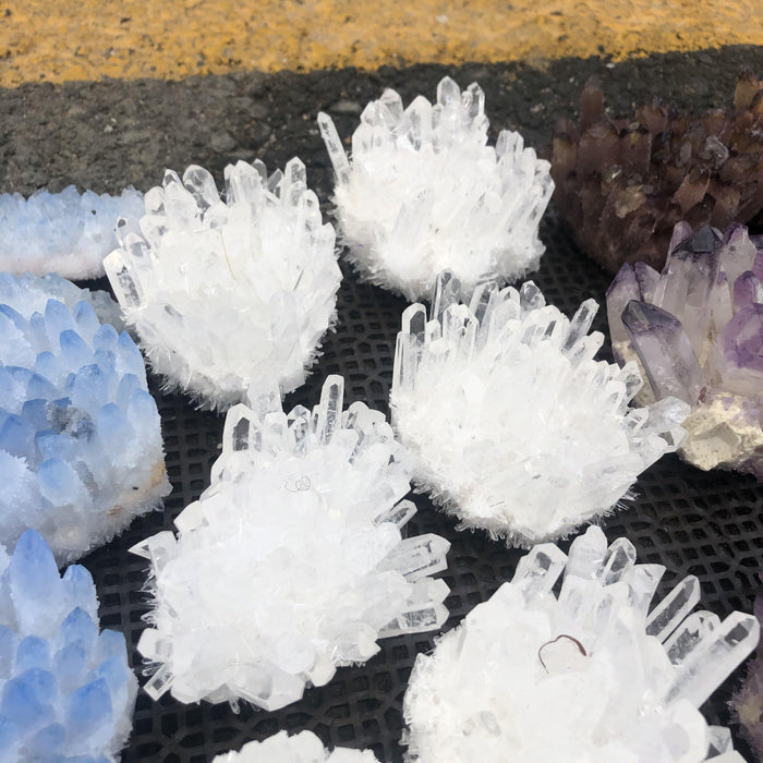 White Aura Crystal Cluster Wholesale