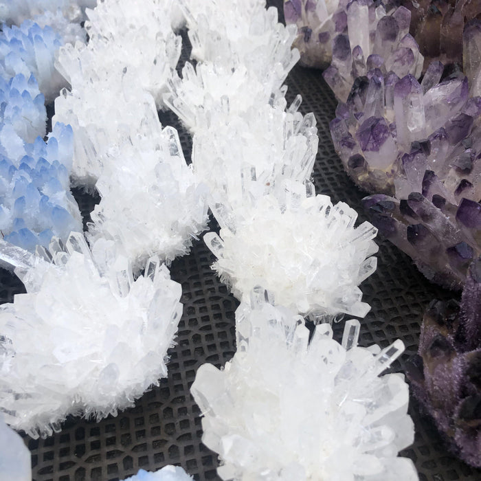 White Aura Crystal Cluster Wholesale