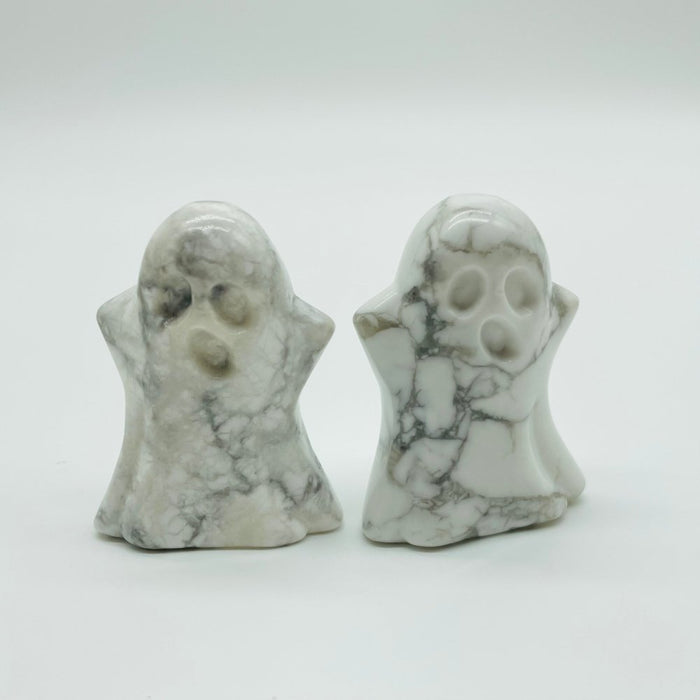 White Jasper & Howlite Ghost Halloween Carving Wholesale