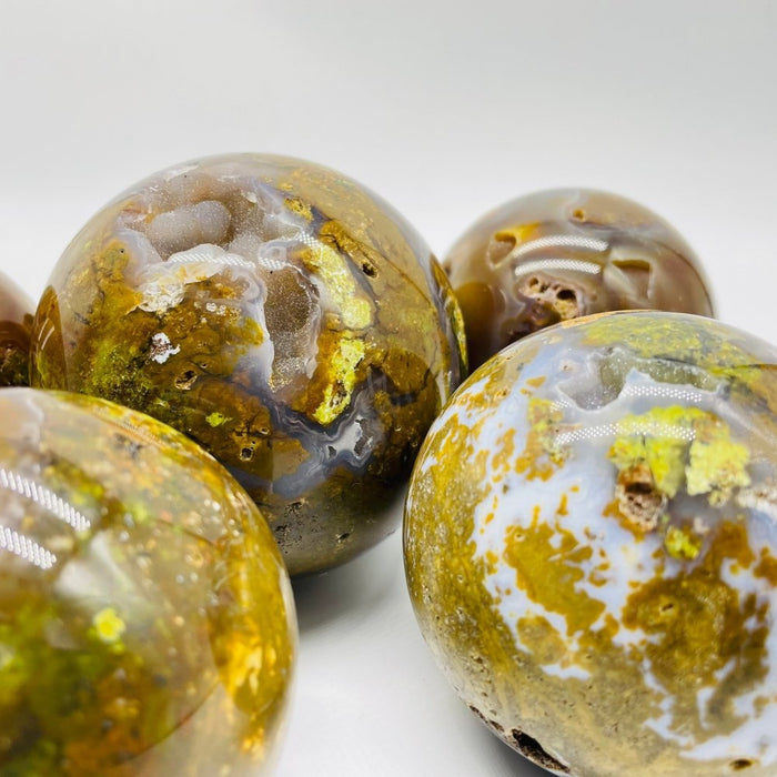 Yellow Agate Geode Sphere Ball Wholesale