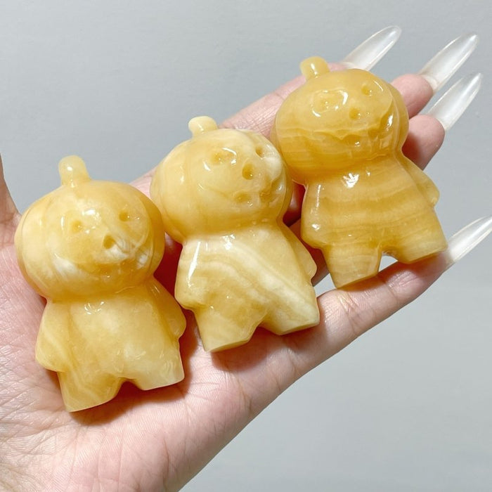 Yellow Calcite Halloween Baby Pumpkin Carving Wholesale