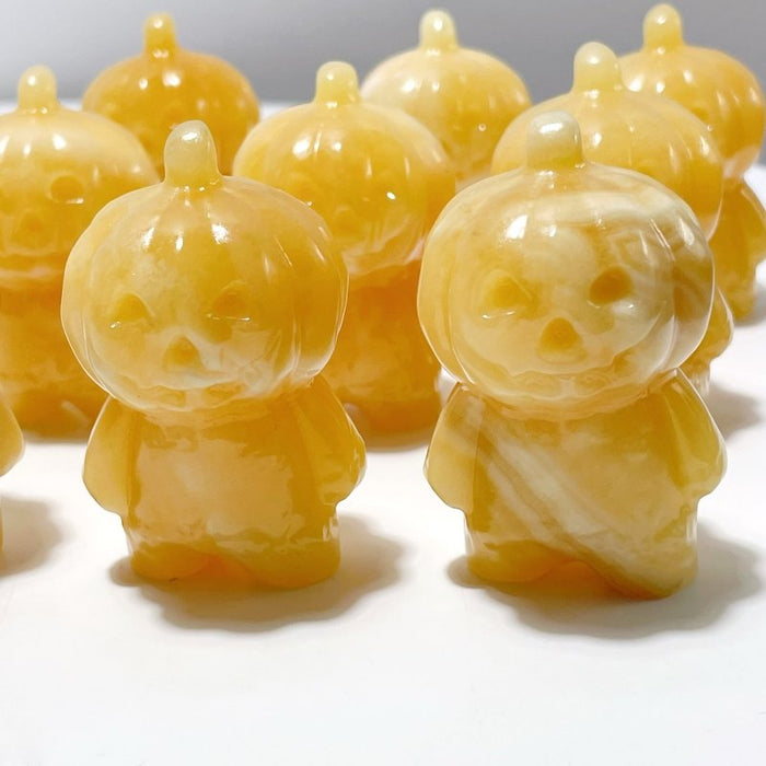 Yellow Calcite Halloween Baby Pumpkin Carving Wholesale