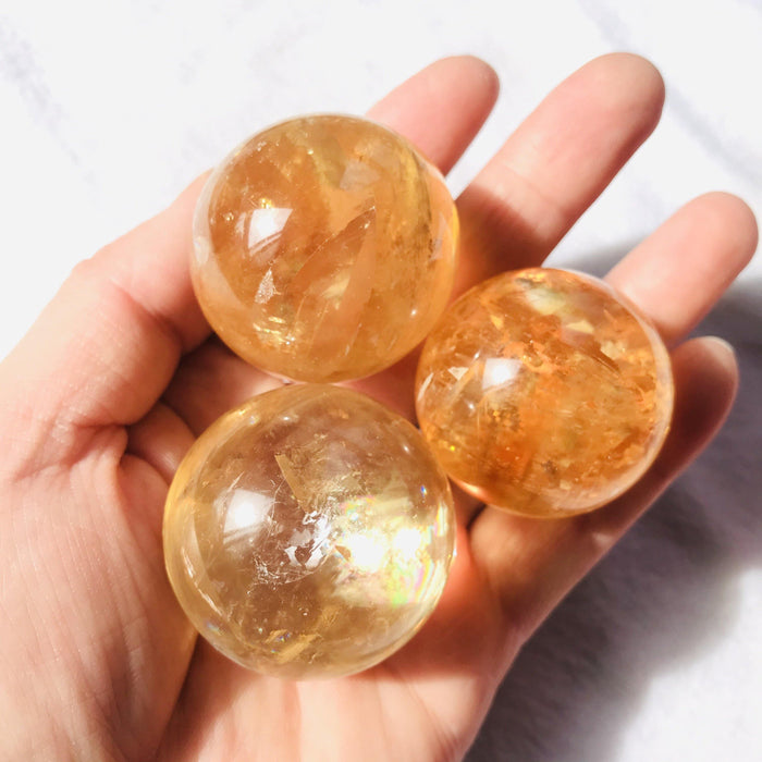 Yellow Calcite Honey Calcite Rainbow Spheres
