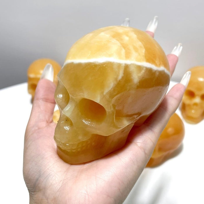 Yellow Calcite Skull Carving Wholesale