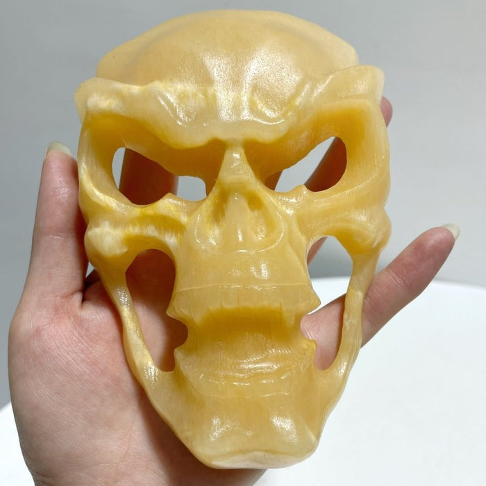 Yellow Calcite Skull Large Mask Carving Wholesale