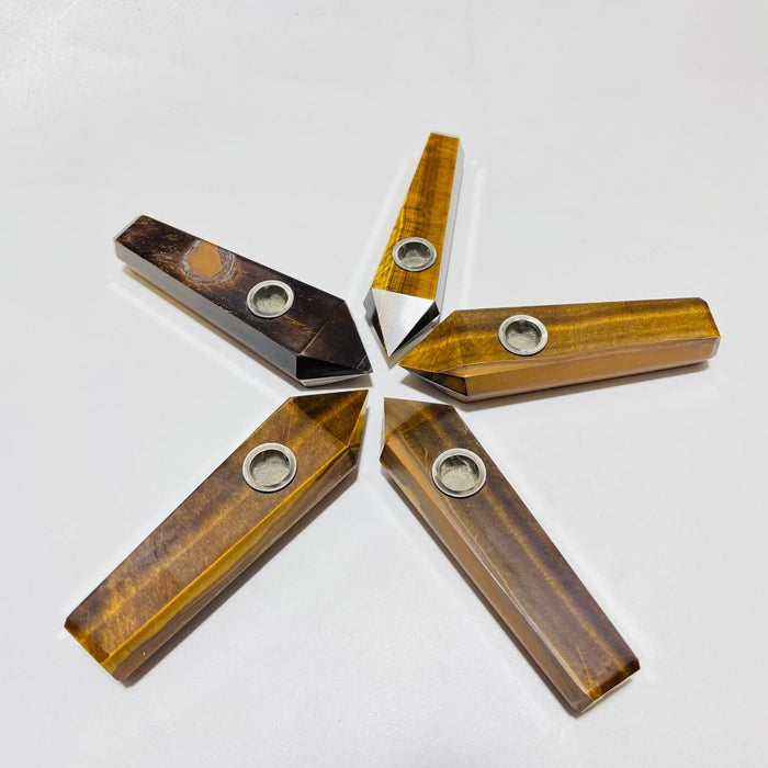 Yellow Tiger Eye Cigarette Holder Crystal Pipes Wholesale