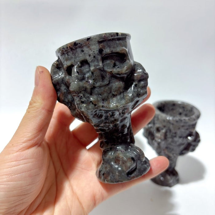 Yooperlite Stone Devil's Palm Skull Wineglass Wholesale