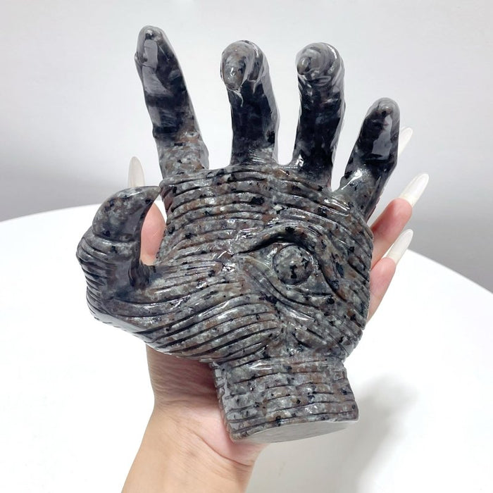 Yooperlite Stone Witchcore Demon Hand Carving