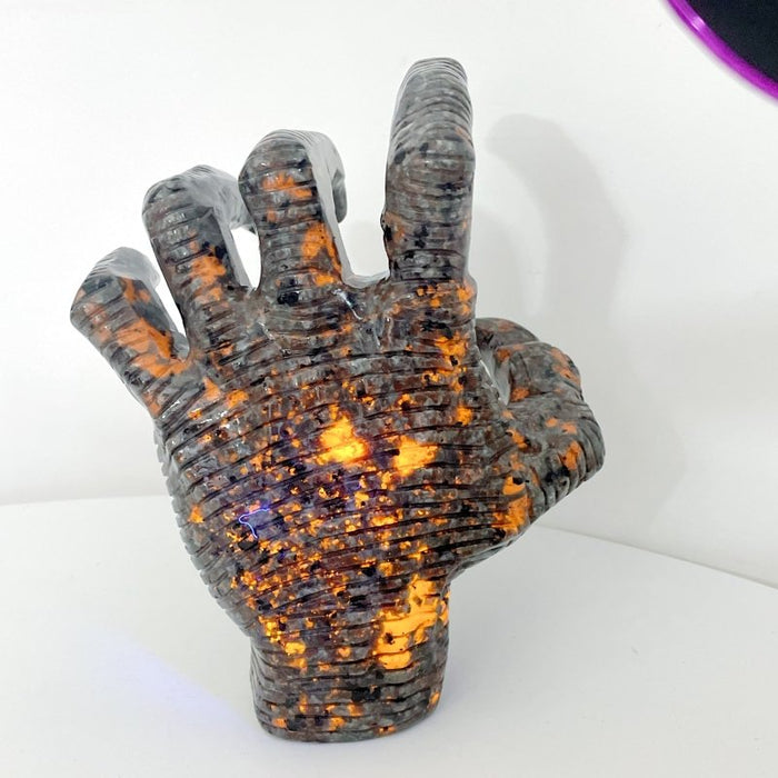 Yooperlite Stone Witchcore Demon Hand Carving